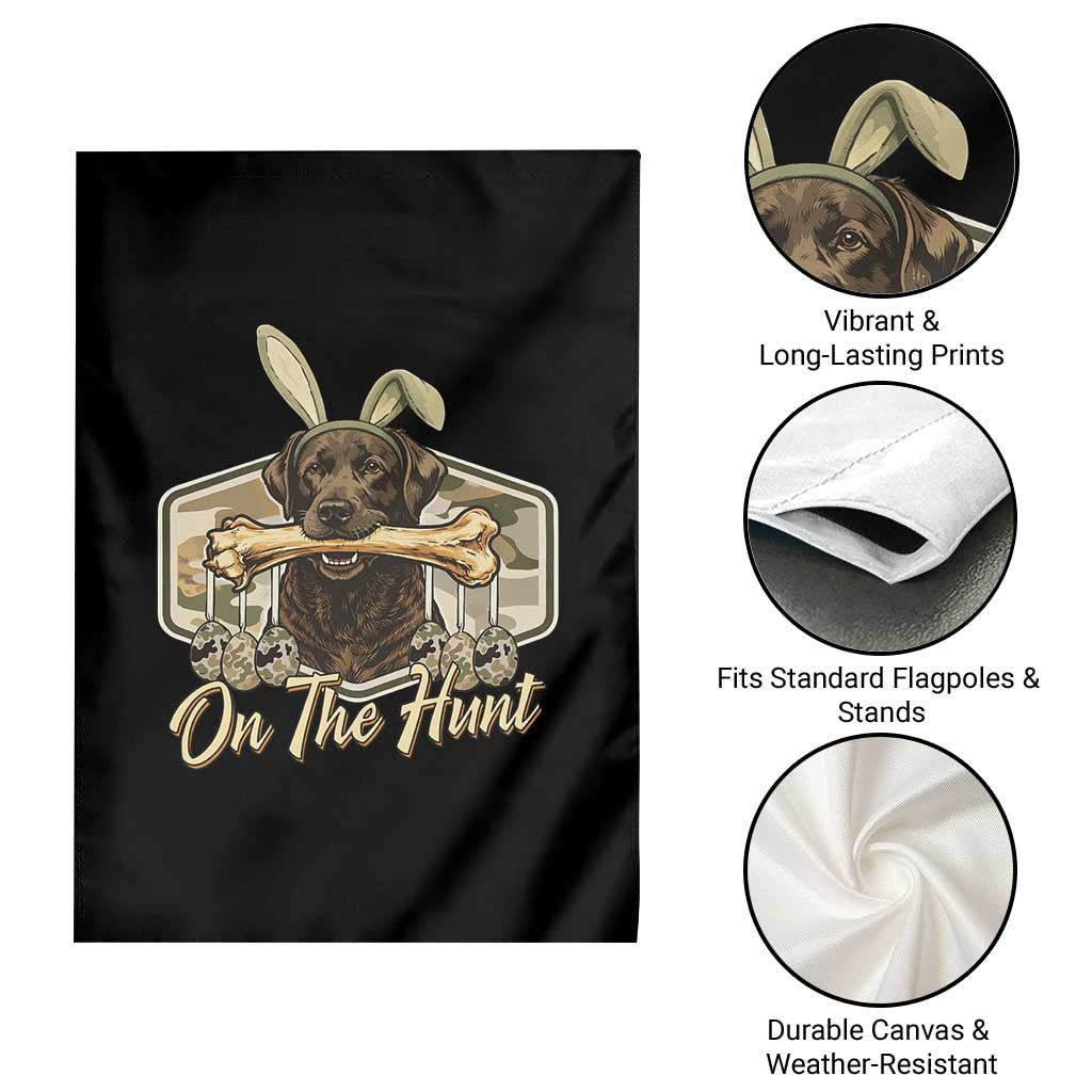 Funny Egg Hunter Garden Flag On The Hunt Camo Easter Labrador Dog
