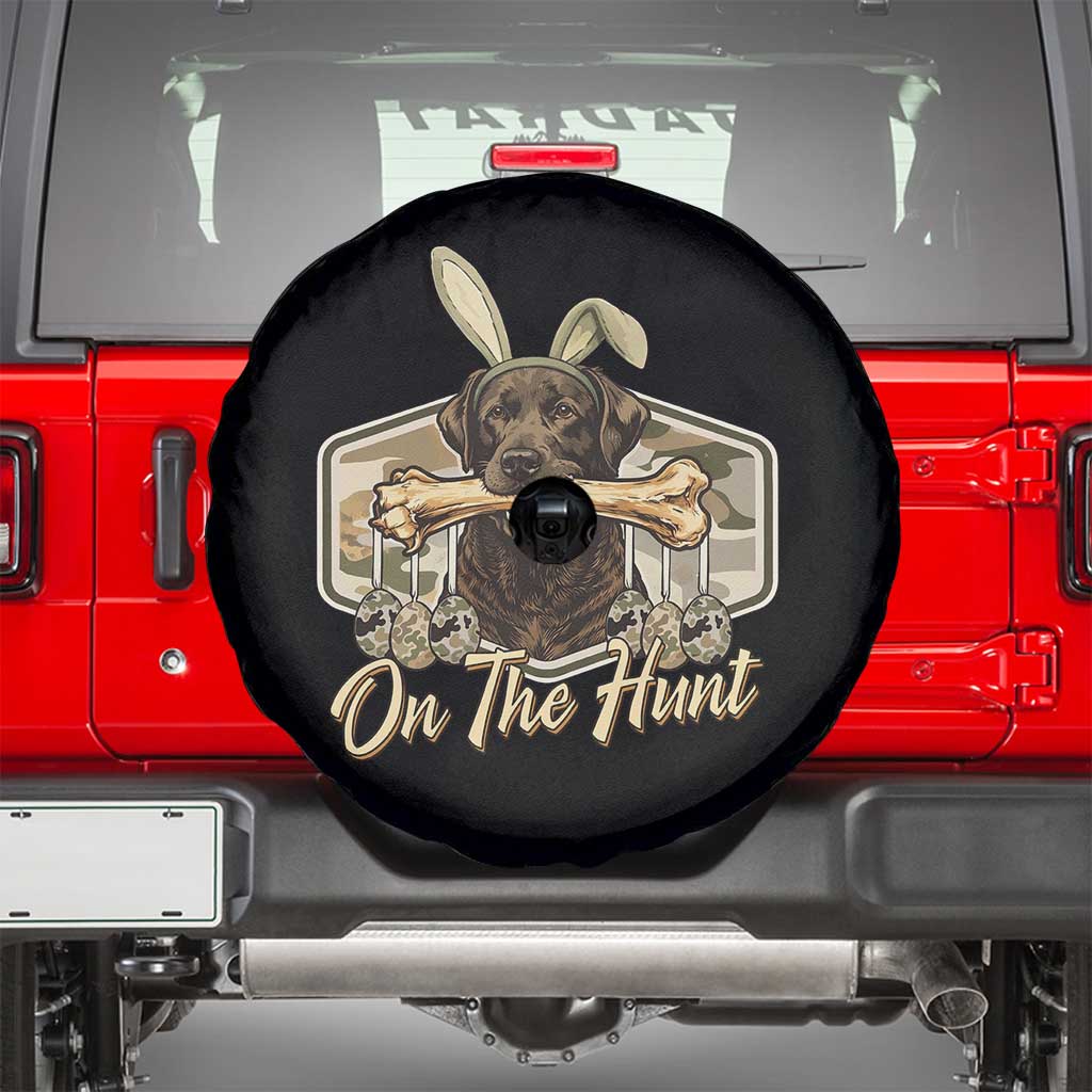 Funny Egg Hunter Spare Tire Cover On The Hunt Camo Easter Labrador Dog