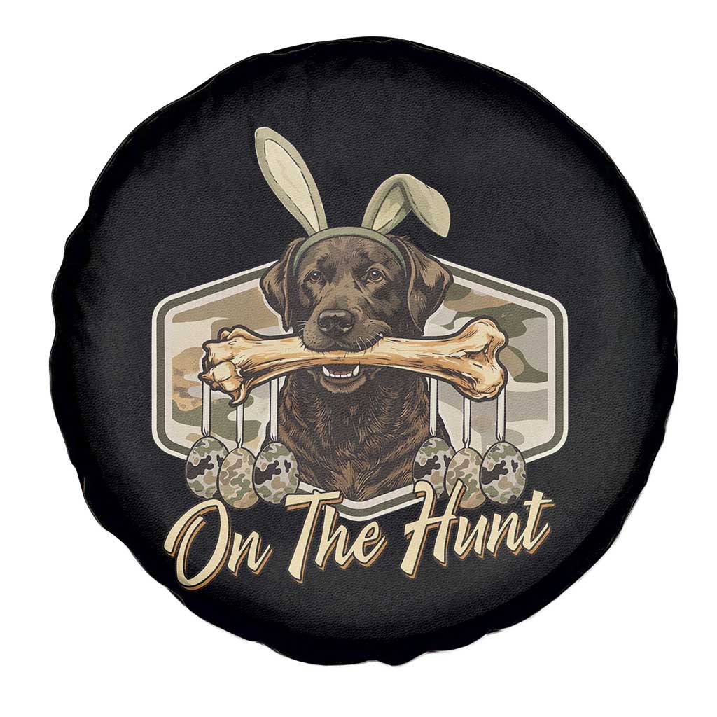 Funny Egg Hunter Spare Tire Cover On The Hunt Camo Easter Labrador Dog