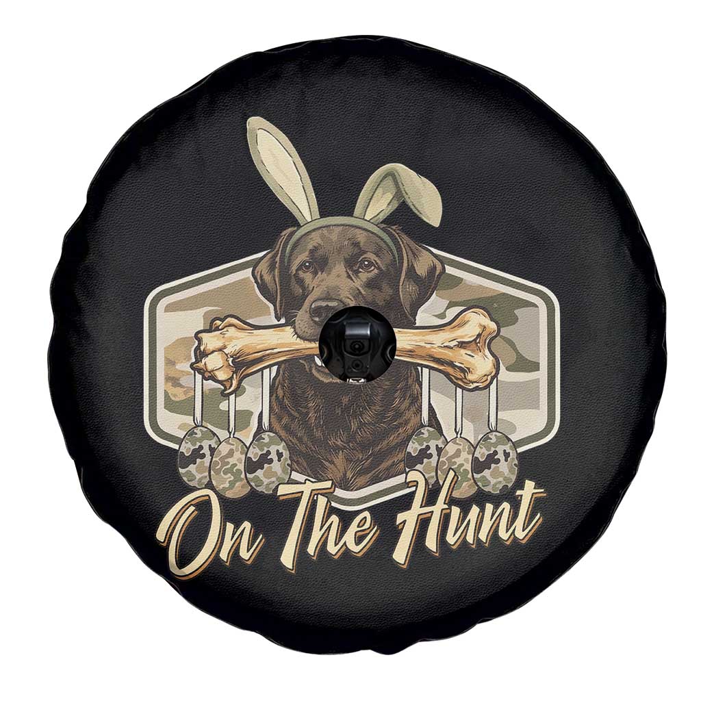 Funny Egg Hunter Spare Tire Cover On The Hunt Camo Easter Labrador Dog