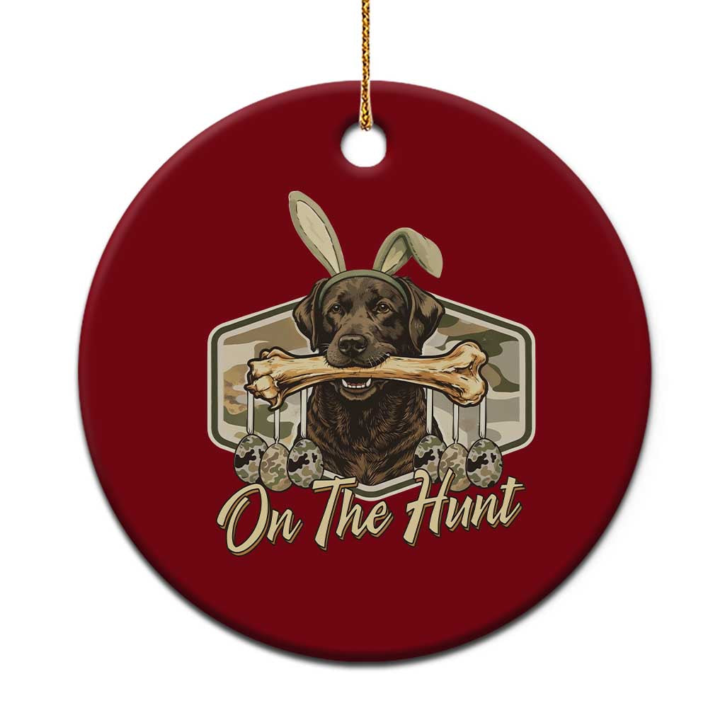 Funny Egg Hunter Ceramic Ornament On The Hunt Camo Easter Labrador Dog