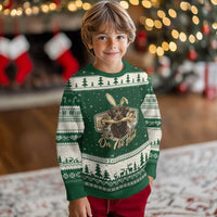 Funny Egg Hunter Ugly Christmas Sweater On The Hunt Camo Easter Labrador Dog
