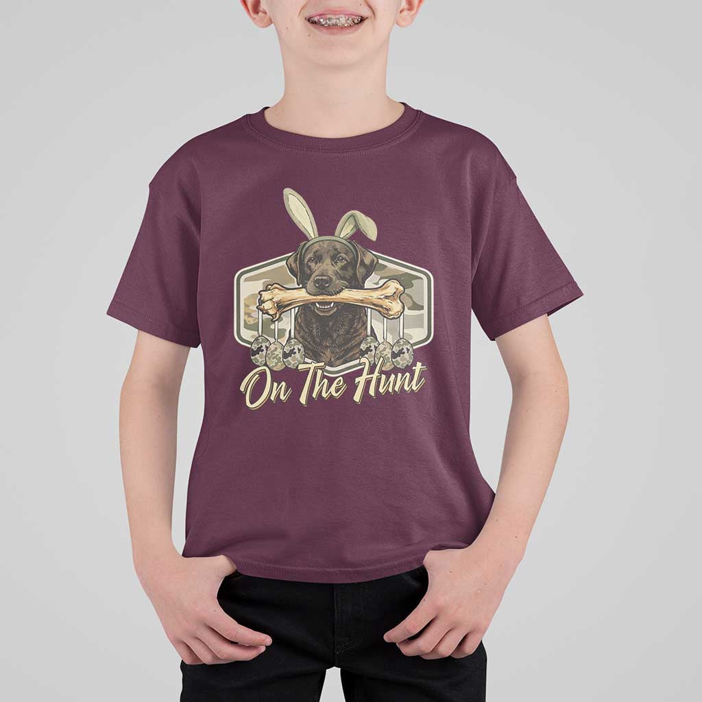 Funny Egg Hunter T Shirt For Kid On The Hunt Camo Easter Labrador Dog