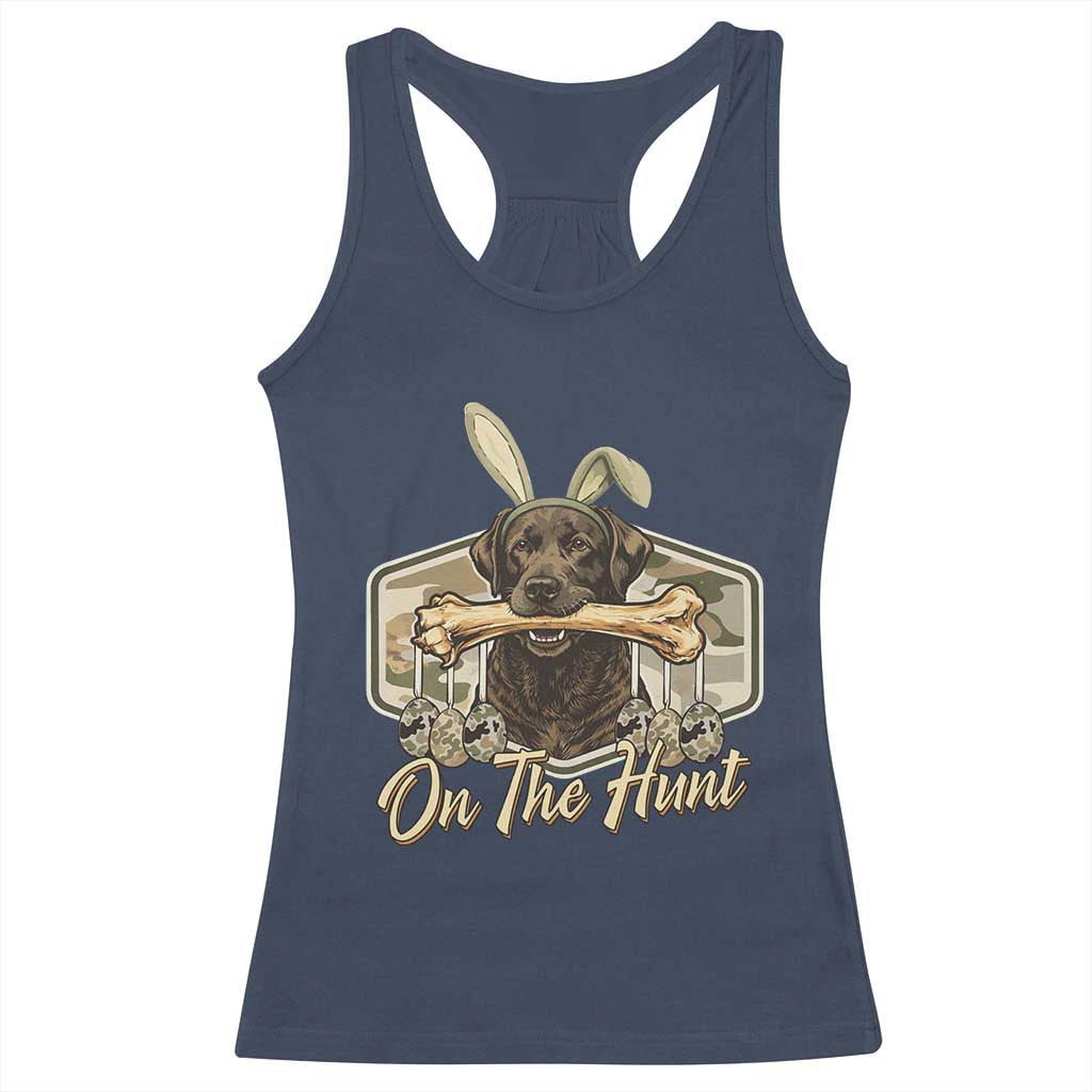 Funny Egg Hunter Racerback Tank Top On The Hunt Camo Easter Labrador Dog