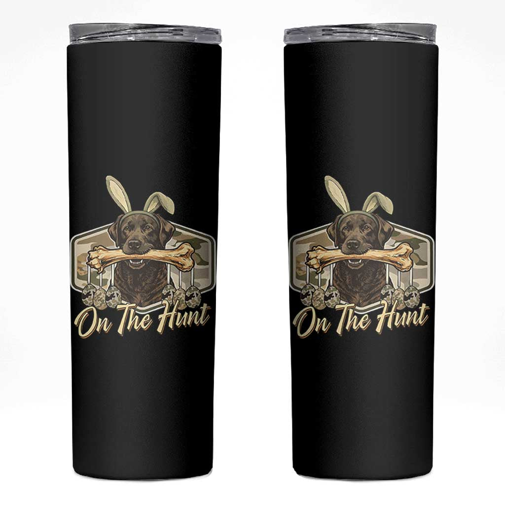 Funny Egg Hunter Skinny Tumbler On The Hunt Camo Easter Labrador Dog