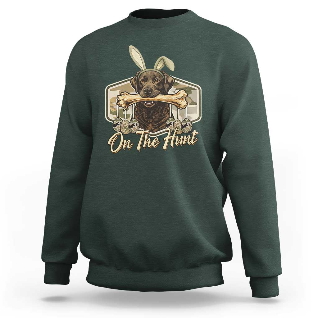 Funny Egg Hunter Sweatshirt On The Hunt Camo Easter Labrador Dog