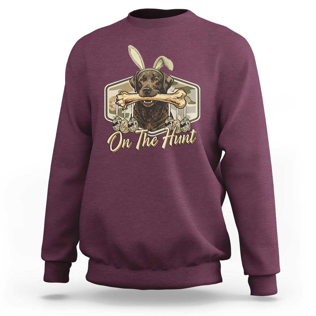 Funny Egg Hunter Sweatshirt On The Hunt Camo Easter Labrador Dog