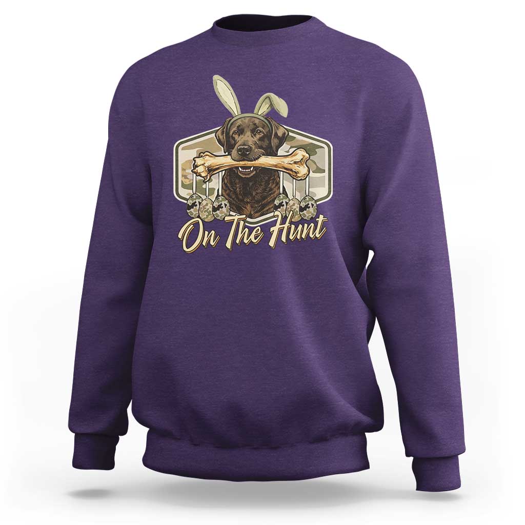 Funny Egg Hunter Sweatshirt On The Hunt Camo Easter Labrador Dog