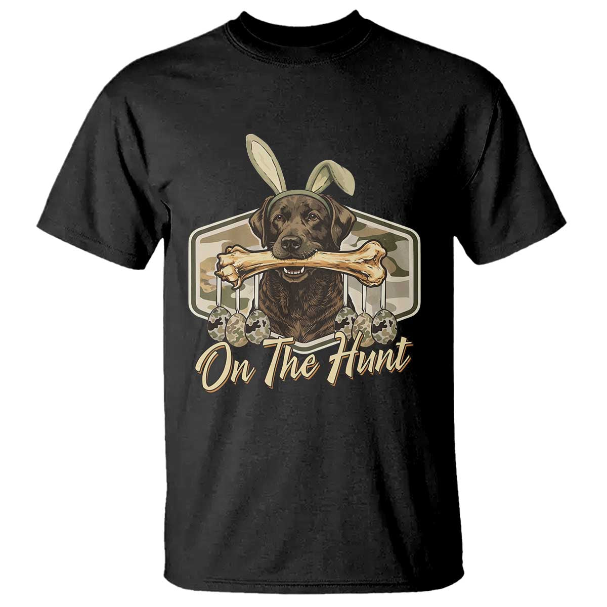 Funny Egg Hunter T Shirt On The Hunt Camo Easter Labrador Dog