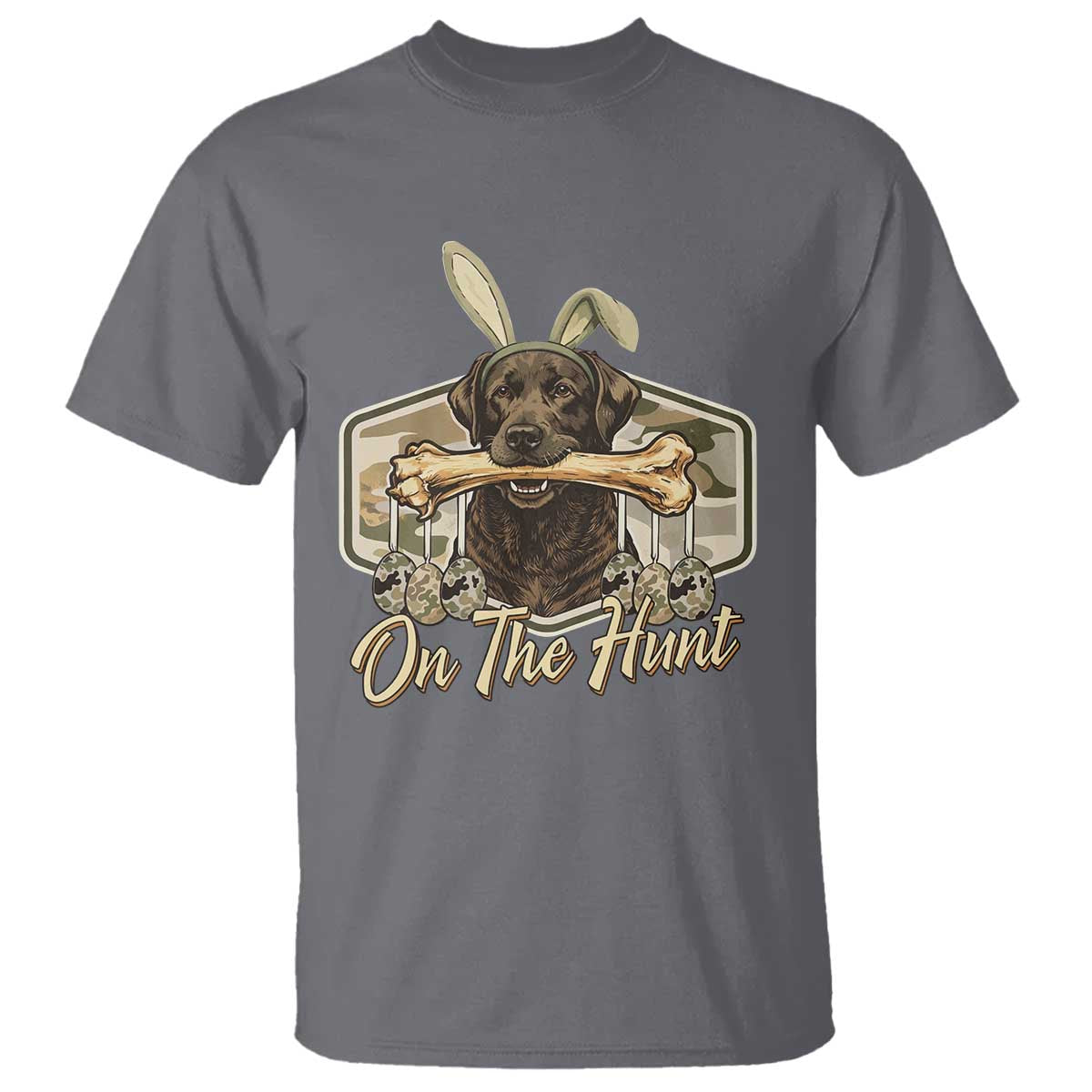 Funny Egg Hunter T Shirt On The Hunt Camo Easter Labrador Dog