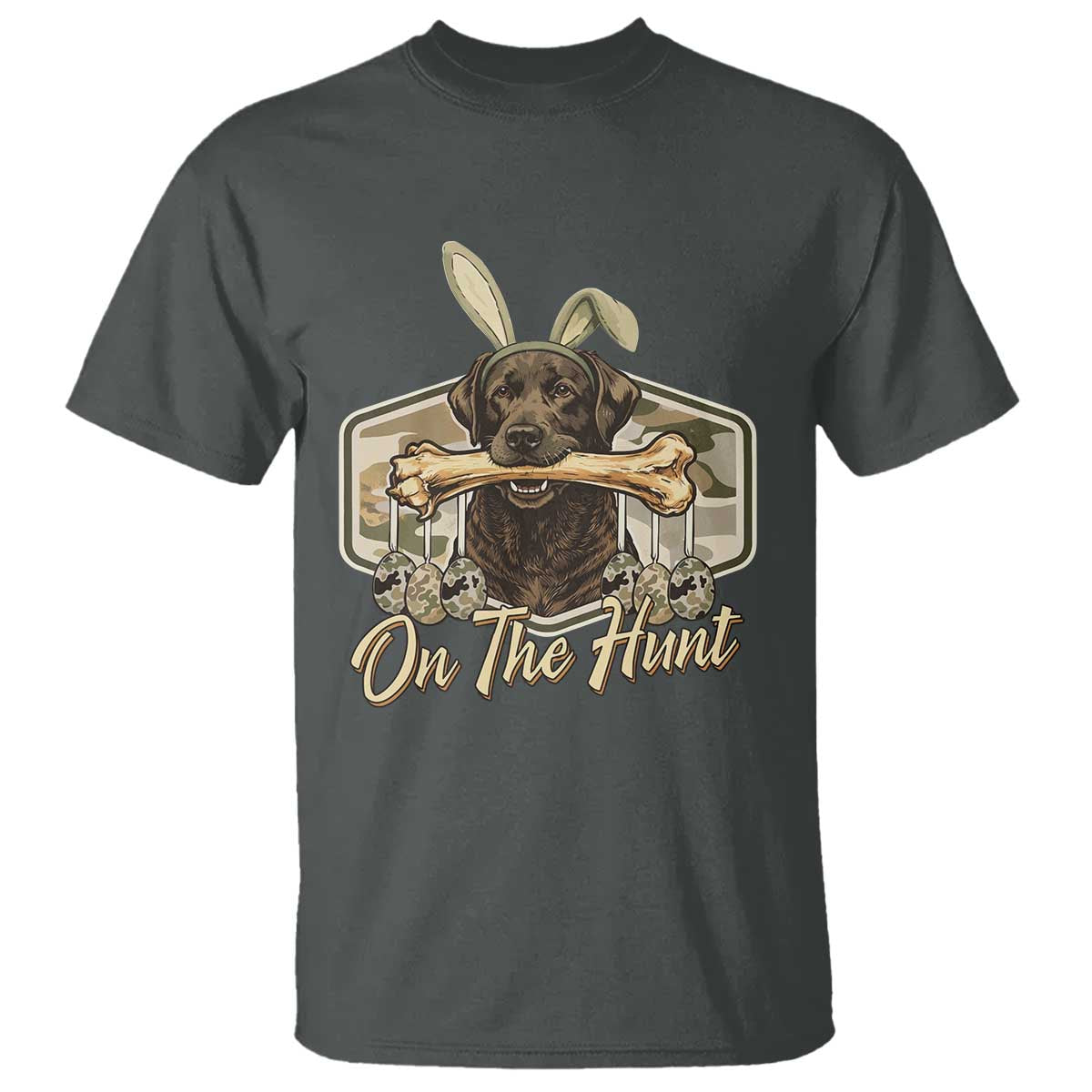 Funny Egg Hunter T Shirt On The Hunt Camo Easter Labrador Dog