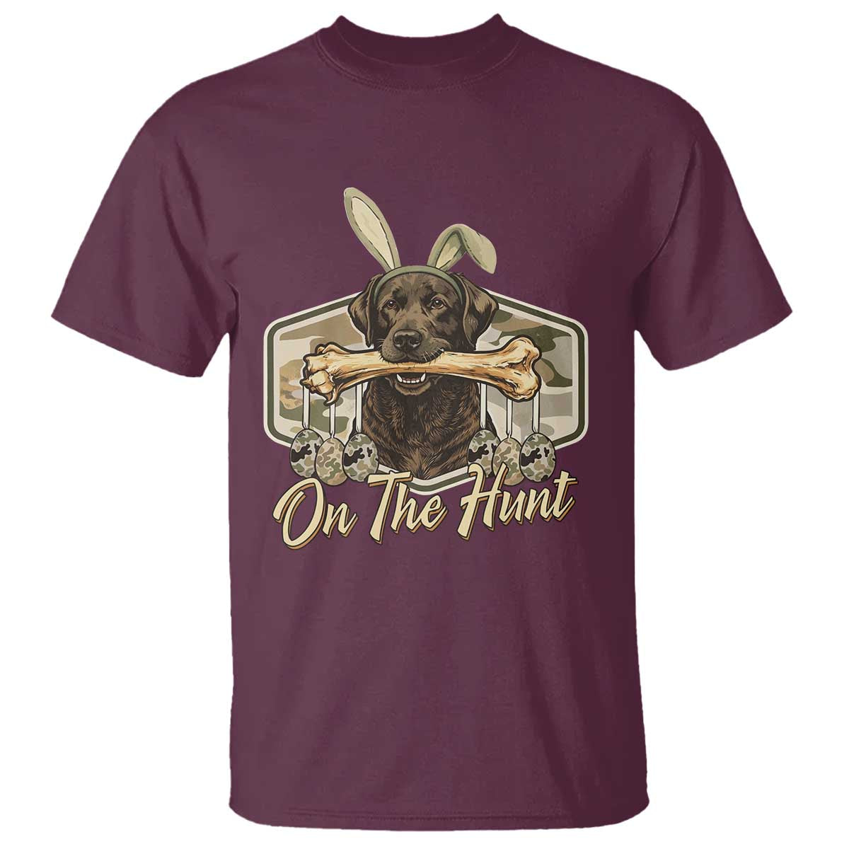 Funny Egg Hunter T Shirt On The Hunt Camo Easter Labrador Dog
