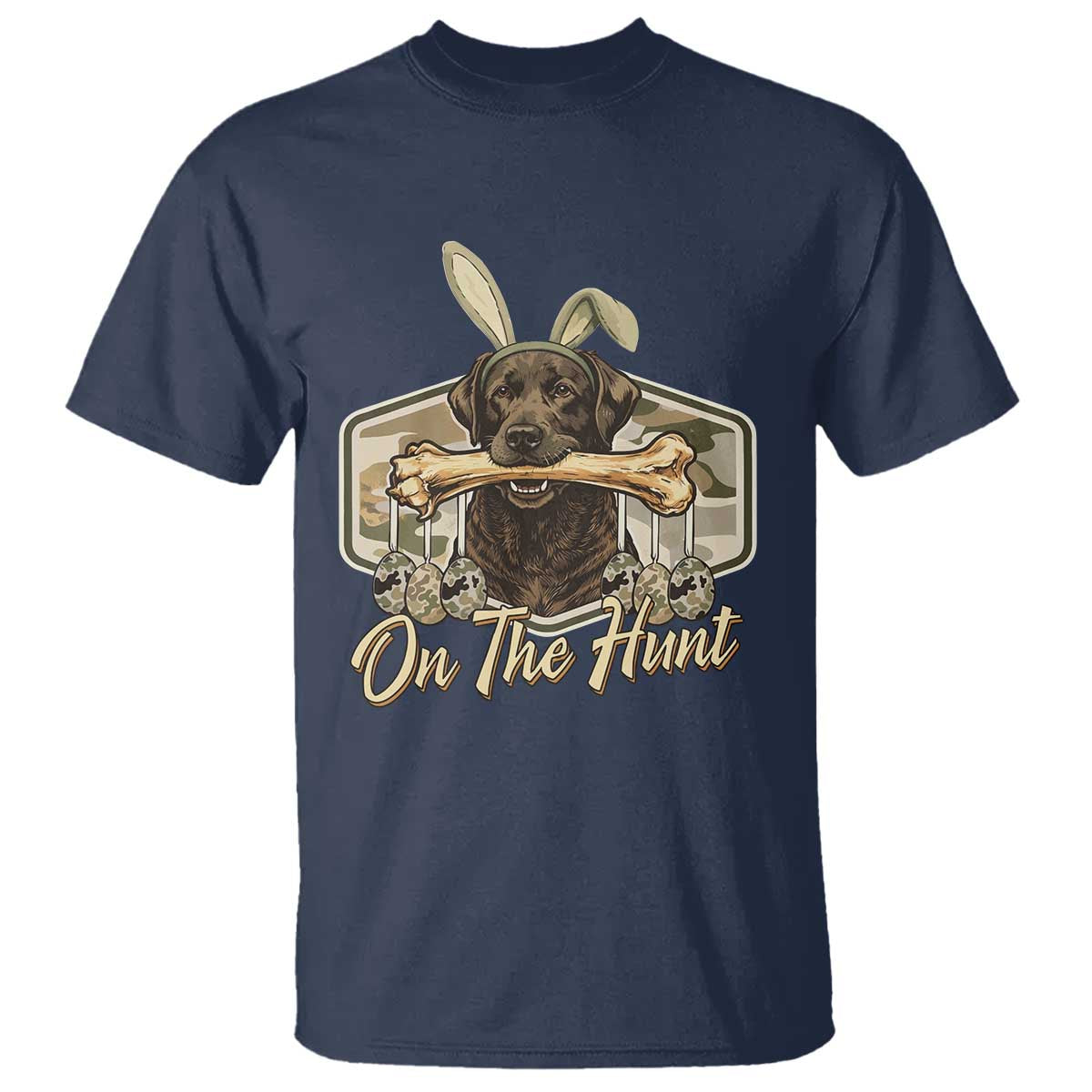 Funny Egg Hunter T Shirt On The Hunt Camo Easter Labrador Dog