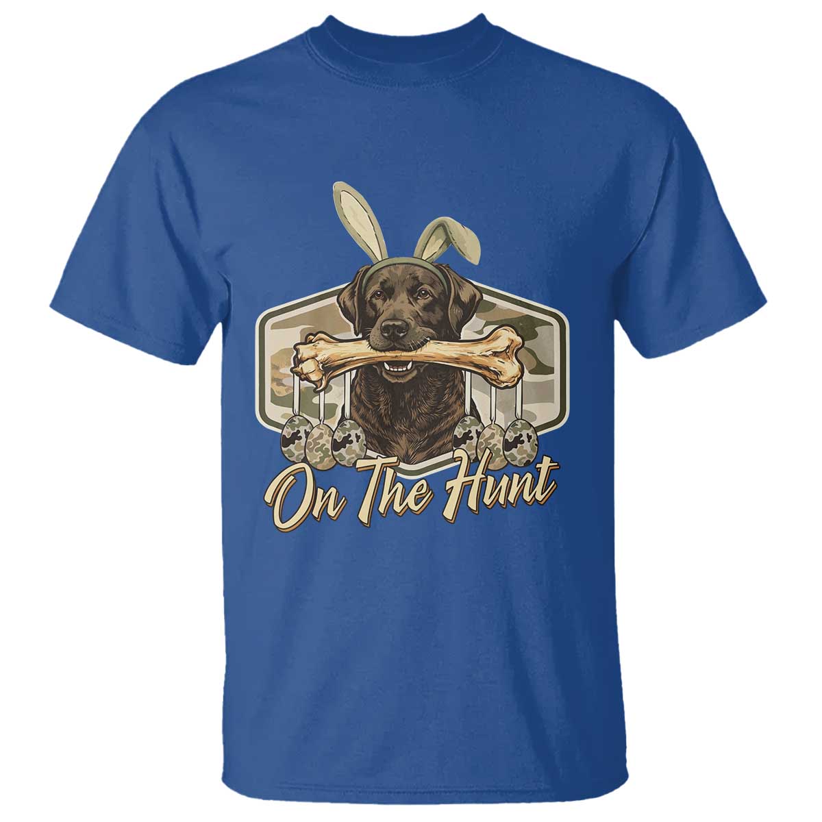 Funny Egg Hunter T Shirt On The Hunt Camo Easter Labrador Dog