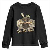 Funny Egg Hunter Youth Sweatshirt On The Hunt Camo Easter Labrador Dog