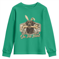 Funny Egg Hunter Youth Sweatshirt On The Hunt Camo Easter Labrador Dog