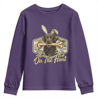 Funny Egg Hunter Youth Sweatshirt On The Hunt Camo Easter Labrador Dog