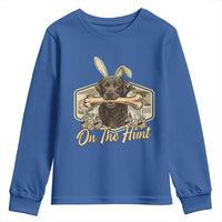 Funny Egg Hunter Youth Sweatshirt On The Hunt Camo Easter Labrador Dog