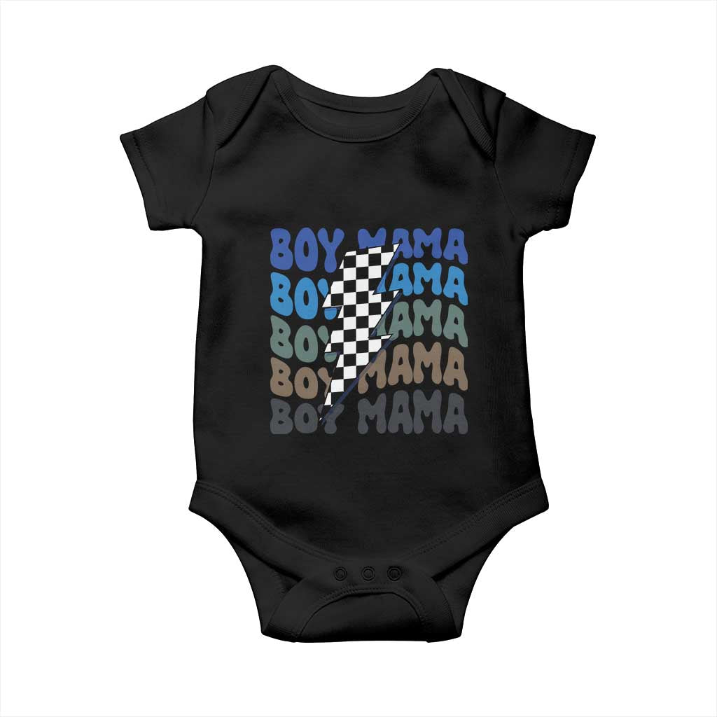 Funny Boy Mama Baby Onesie Mother's Day Checkered Lightning Bolt