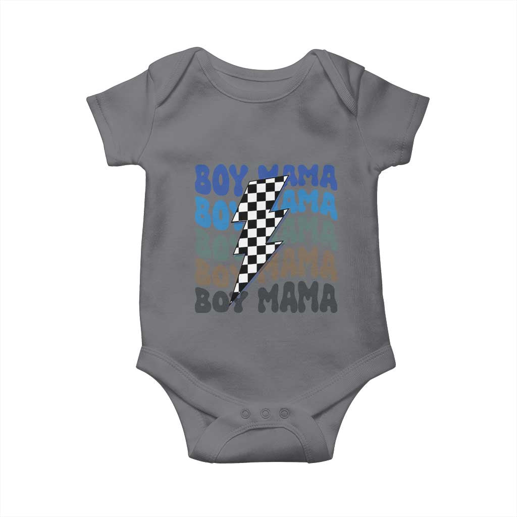Funny Boy Mama Baby Onesie Mother's Day Checkered Lightning Bolt