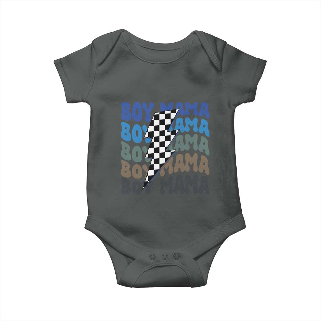 Funny Boy Mama Baby Onesie Mother's Day Checkered Lightning Bolt