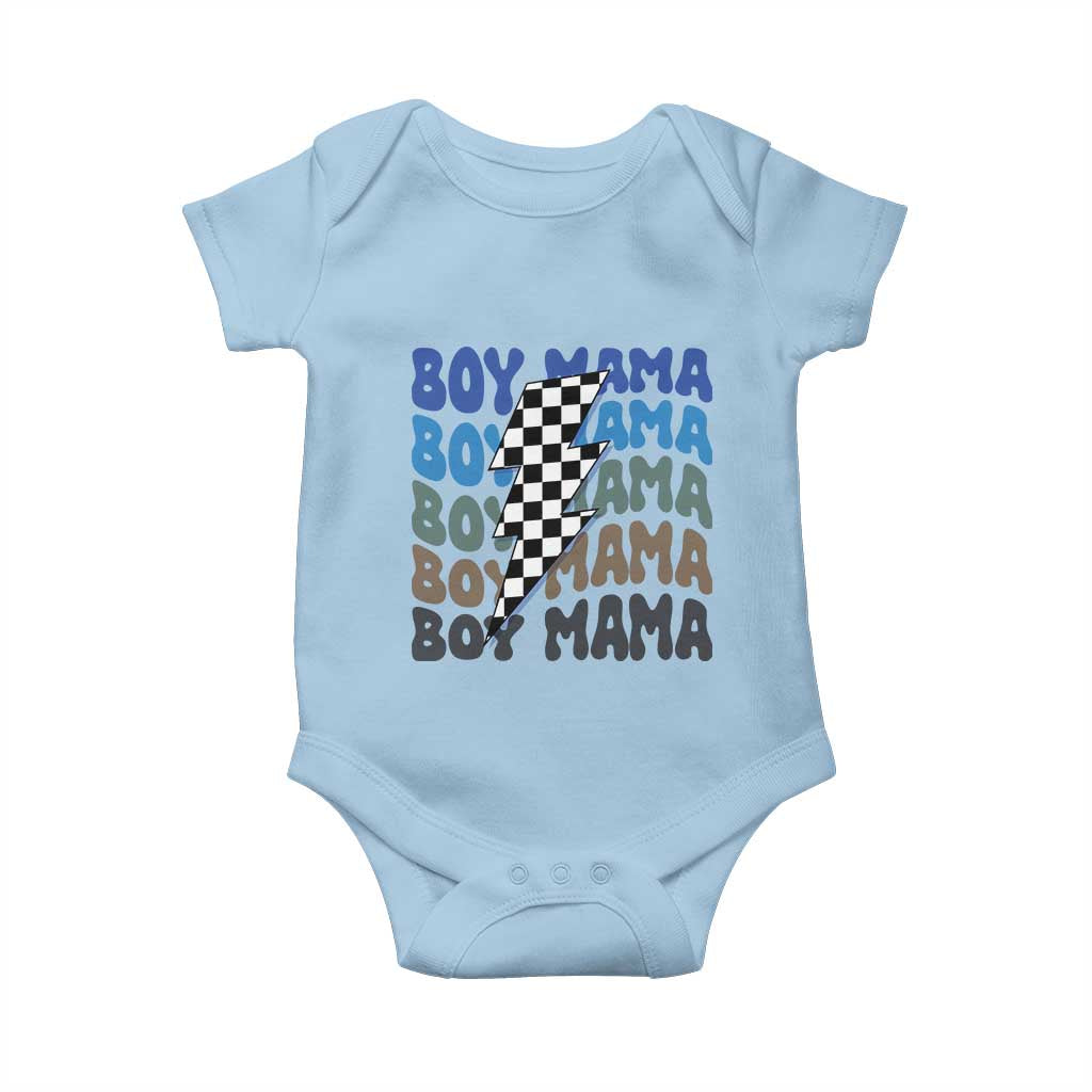Funny Boy Mama Baby Onesie Mother's Day Checkered Lightning Bolt