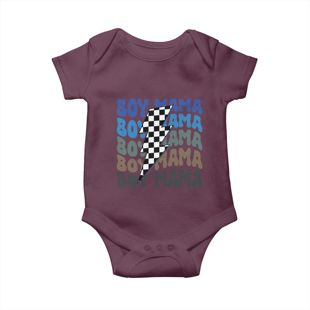 Funny Boy Mama Baby Onesie Mother's Day Checkered Lightning Bolt