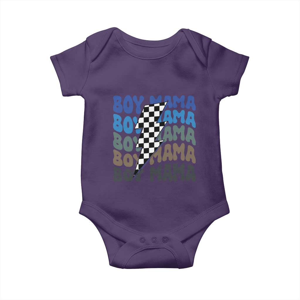 Funny Boy Mama Baby Onesie Mother's Day Checkered Lightning Bolt