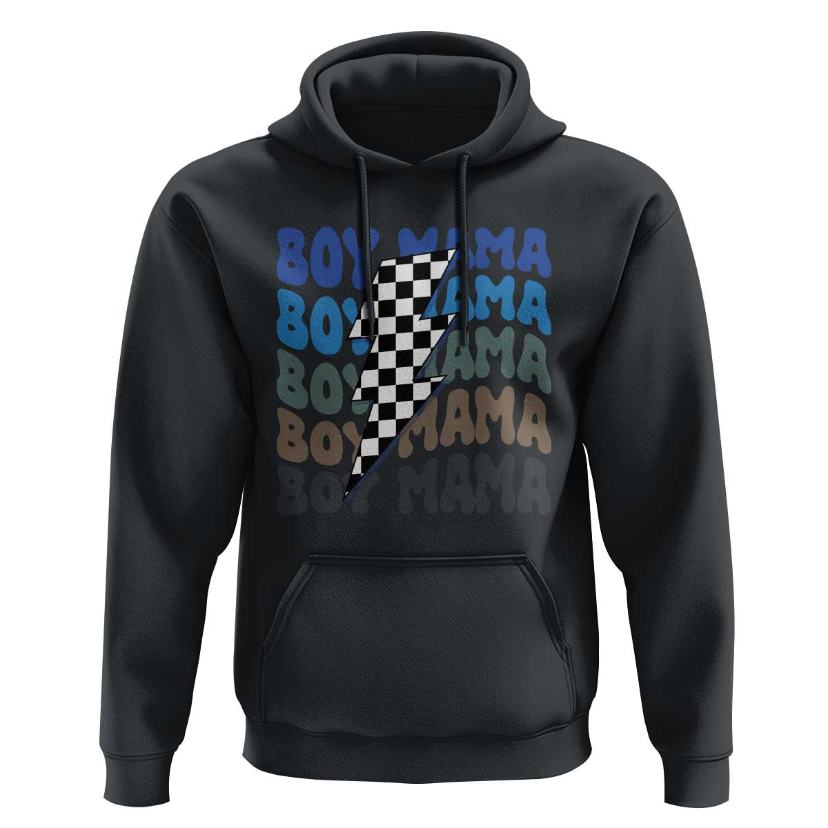 Funny Boy Mama Hoodie Mother's Day Checkered Lightning Bolt
