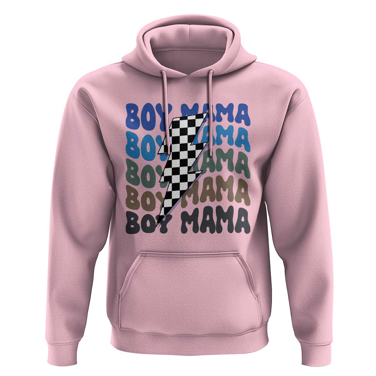 Funny Boy Mama Hoodie Mother's Day Checkered Lightning Bolt