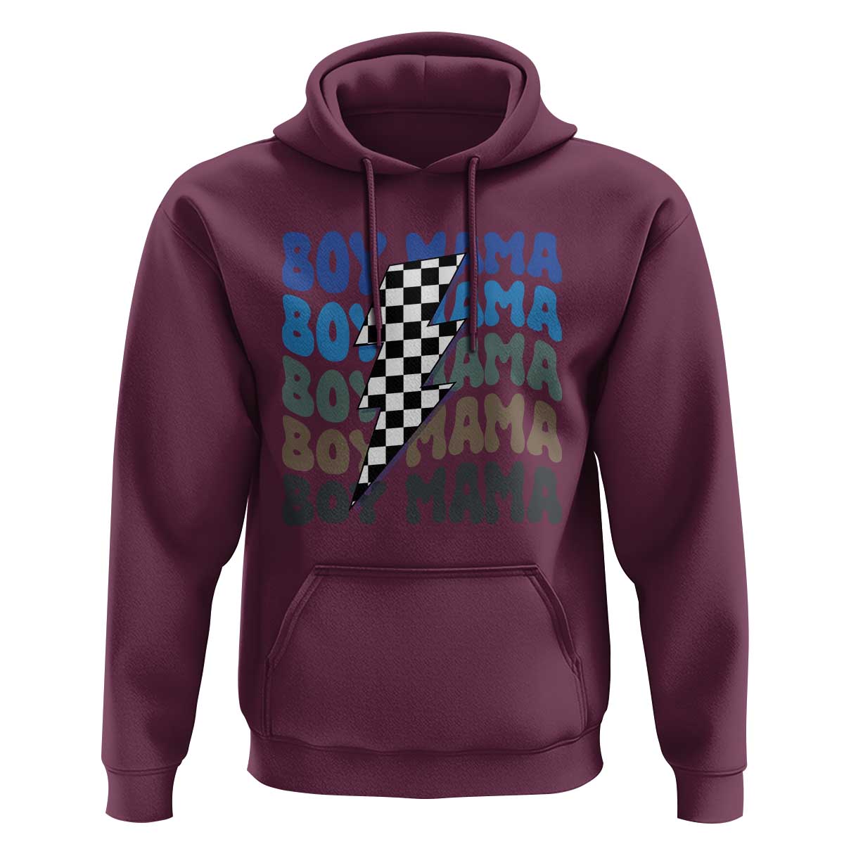 Funny Boy Mama Hoodie Mother's Day Checkered Lightning Bolt