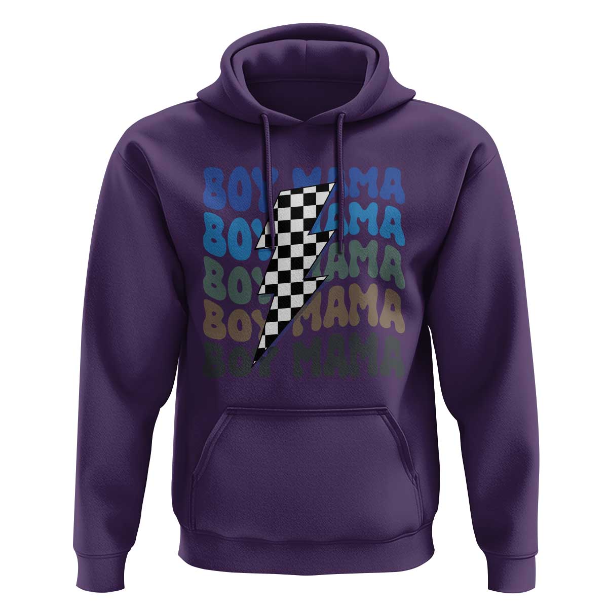 Funny Boy Mama Hoodie Mother's Day Checkered Lightning Bolt