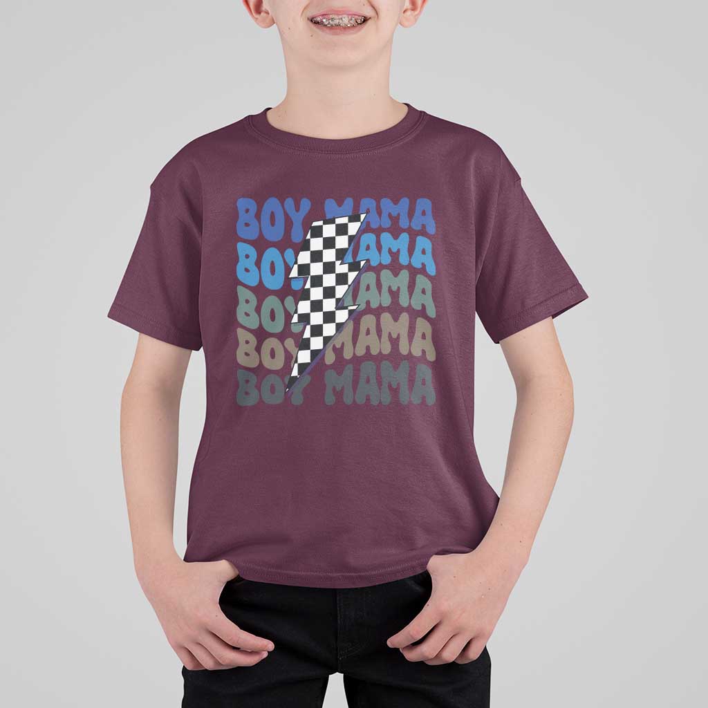 Funny Boy Mama T Shirt For Kid Mother's Day Checkered Lightning Bolt