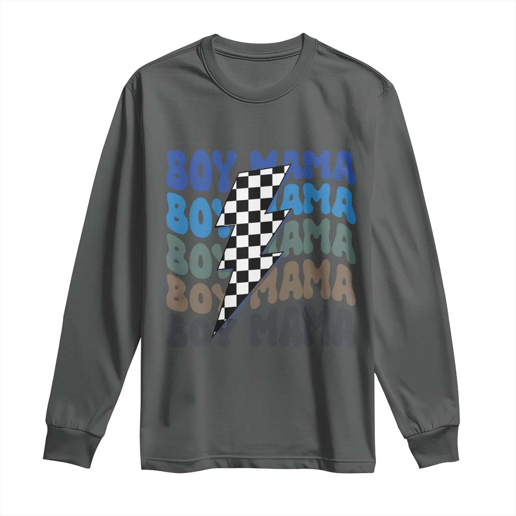 Funny Boy Mama Long Sleeve Shirt Mother's Day Checkered Lightning Bolt