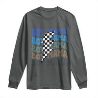 Funny Boy Mama Long Sleeve Shirt Mother's Day Checkered Lightning Bolt