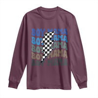 Funny Boy Mama Long Sleeve Shirt Mother's Day Checkered Lightning Bolt