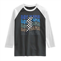 Funny Boy Mama Raglan Shirt Mother's Day Checkered Lightning Bolt