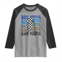Funny Boy Mama Raglan Shirt Mother's Day Checkered Lightning Bolt
