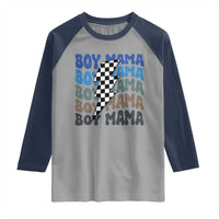 Funny Boy Mama Raglan Shirt Mother's Day Checkered Lightning Bolt