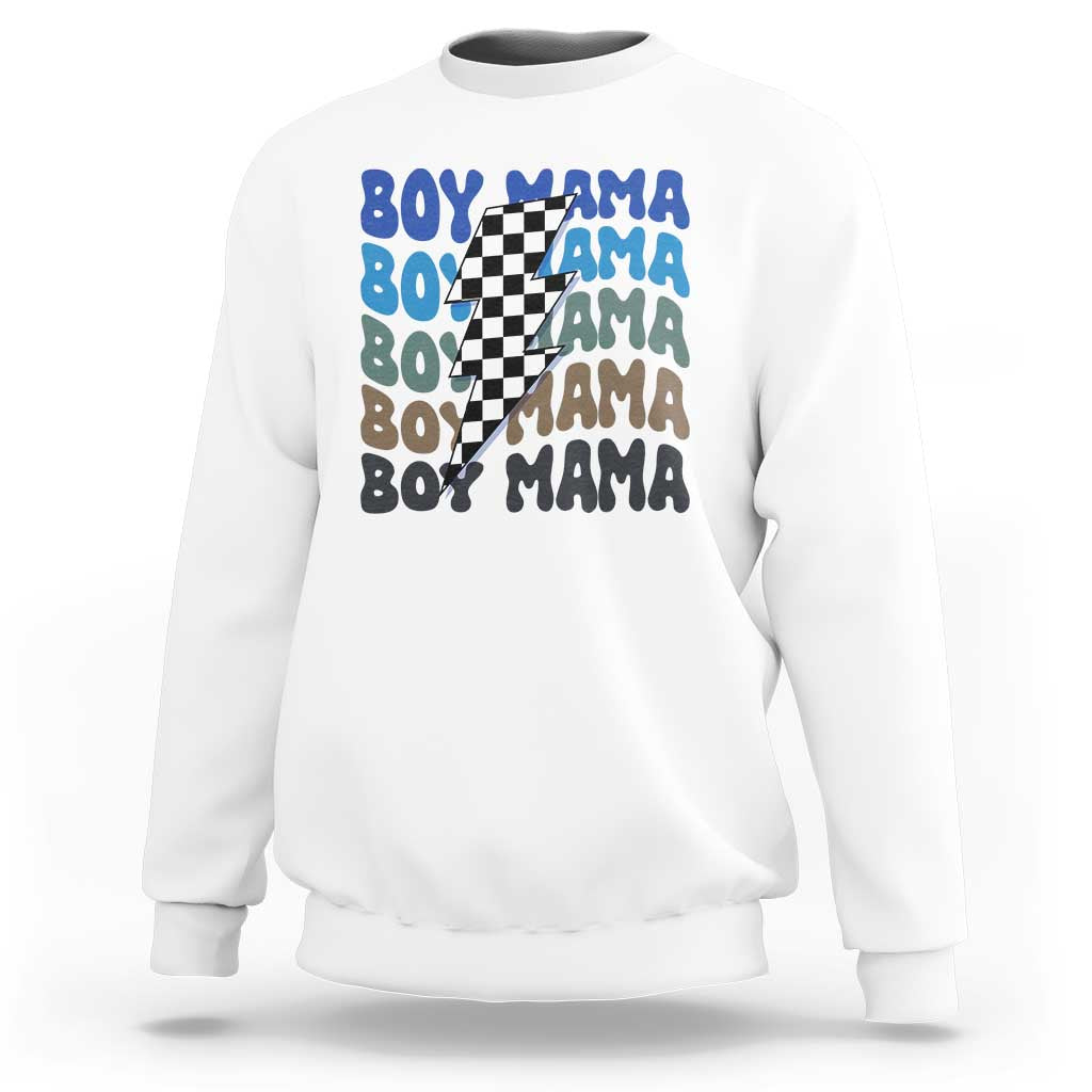 Funny Boy Mama Sweatshirt Mother's Day Checkered Lightning Bolt