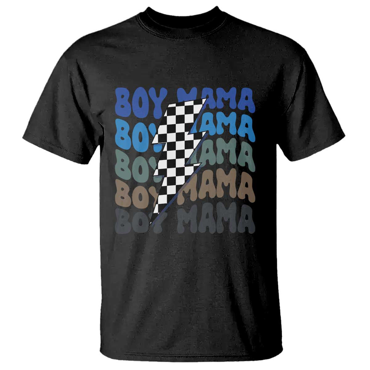 Funny Boy Mama T Shirt Mother's Day Checkered Lightning Bolt