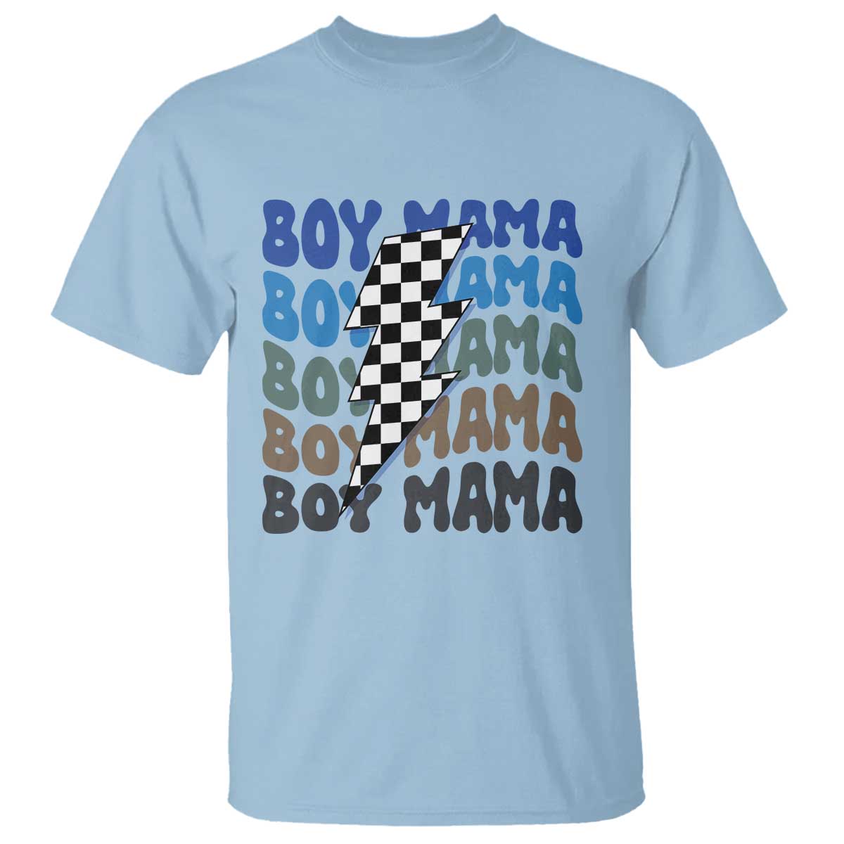 Funny Boy Mama T Shirt Mother's Day Checkered Lightning Bolt