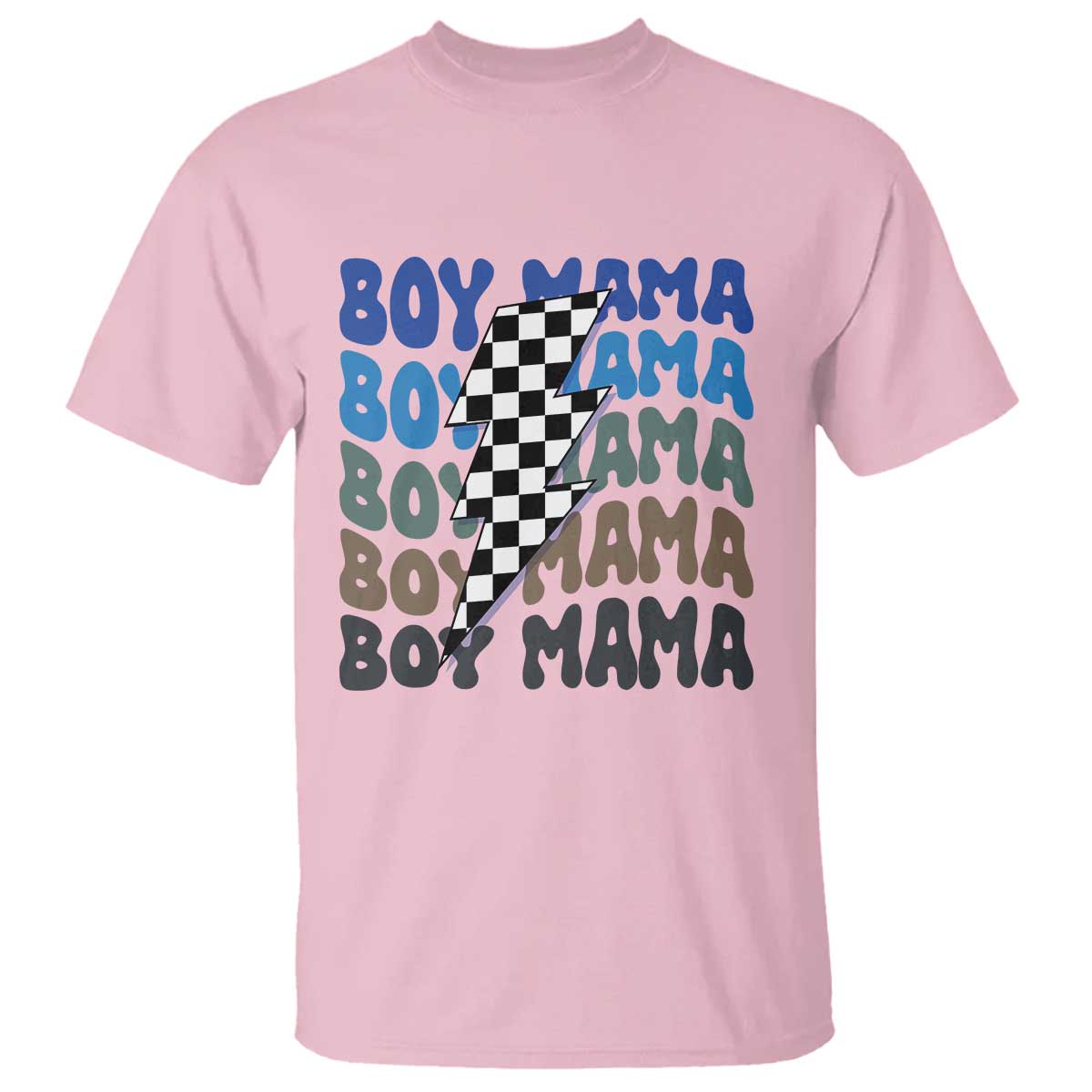Funny Boy Mama T Shirt Mother's Day Checkered Lightning Bolt