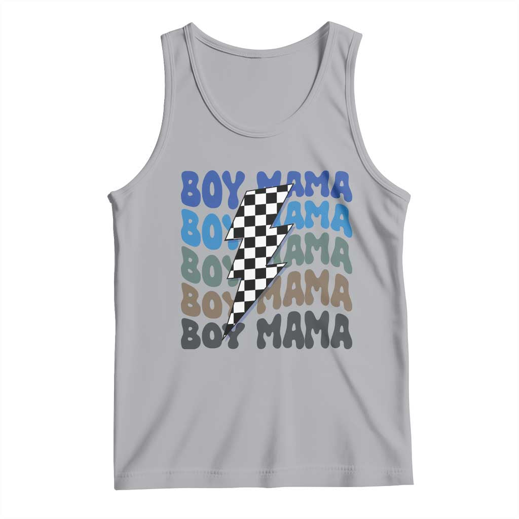 Funny Boy Mama Tank Top Mother's Day Checkered Lightning Bolt