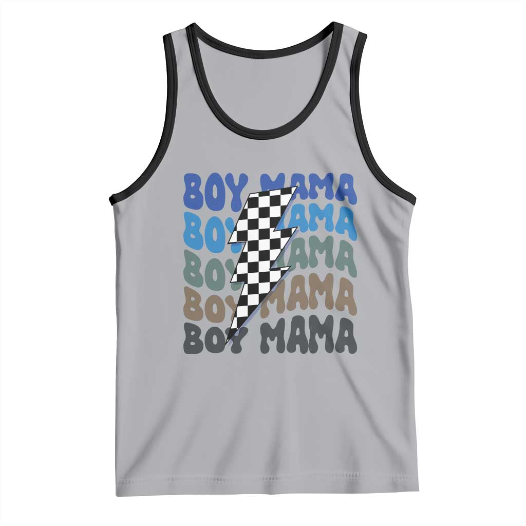 Funny Boy Mama Tank Top Mother's Day Checkered Lightning Bolt