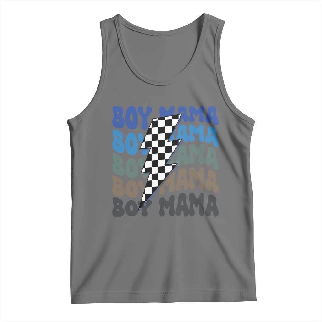 Funny Boy Mama Tank Top Mother's Day Checkered Lightning Bolt