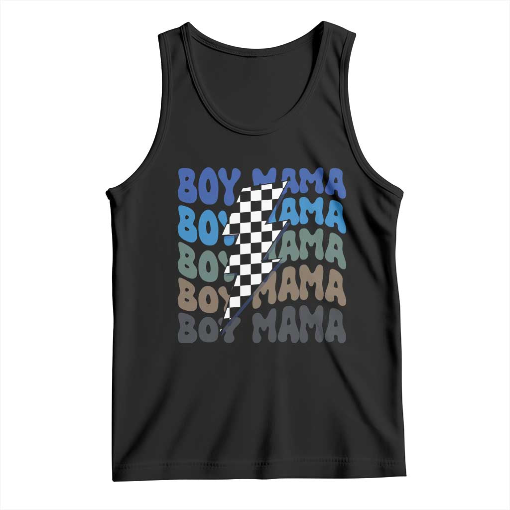 Funny Boy Mama Tank Top Mother's Day Checkered Lightning Bolt