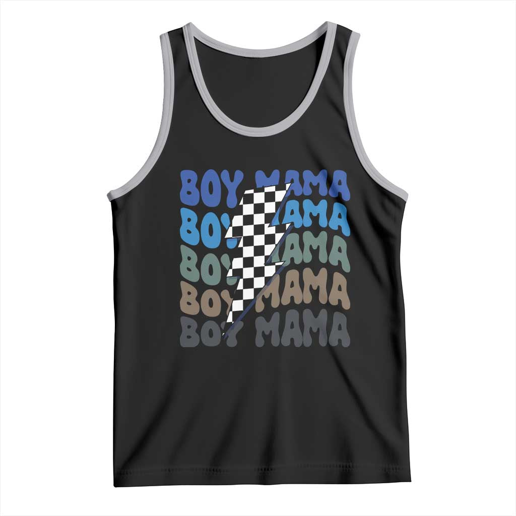 Funny Boy Mama Tank Top Mother's Day Checkered Lightning Bolt