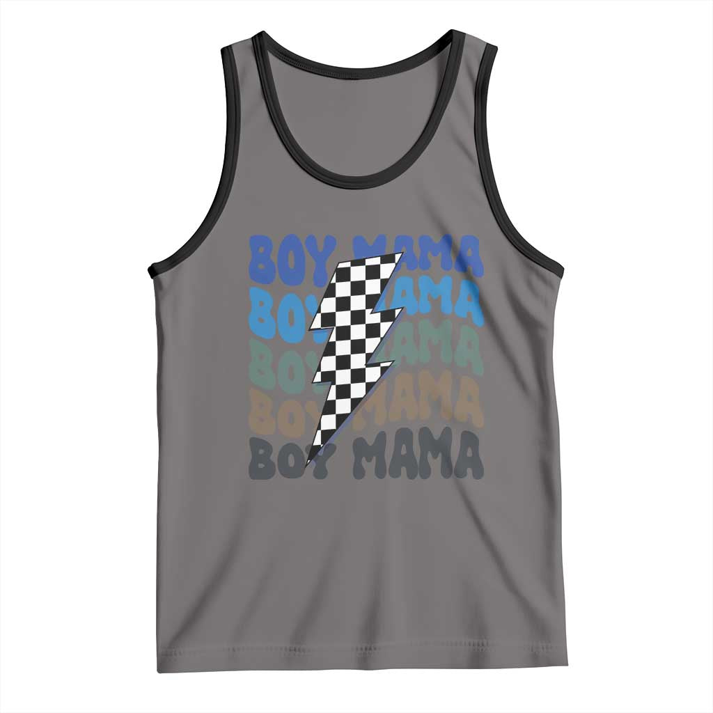 Funny Boy Mama Tank Top Mother's Day Checkered Lightning Bolt