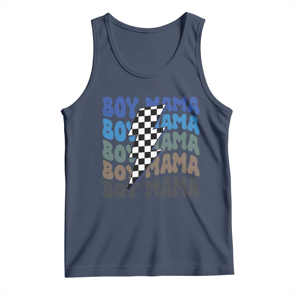 Funny Boy Mama Tank Top Mother's Day Checkered Lightning Bolt